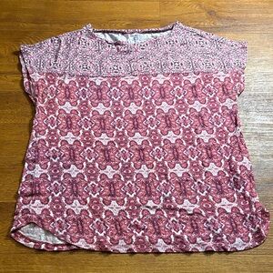 Laura Scott Women's Top Pink and White Pattern